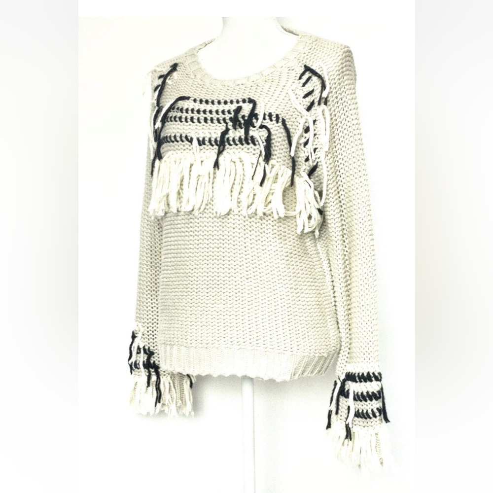 Knitz for Love and Lemons Sweater Denver Fringe Small Cream Chunky